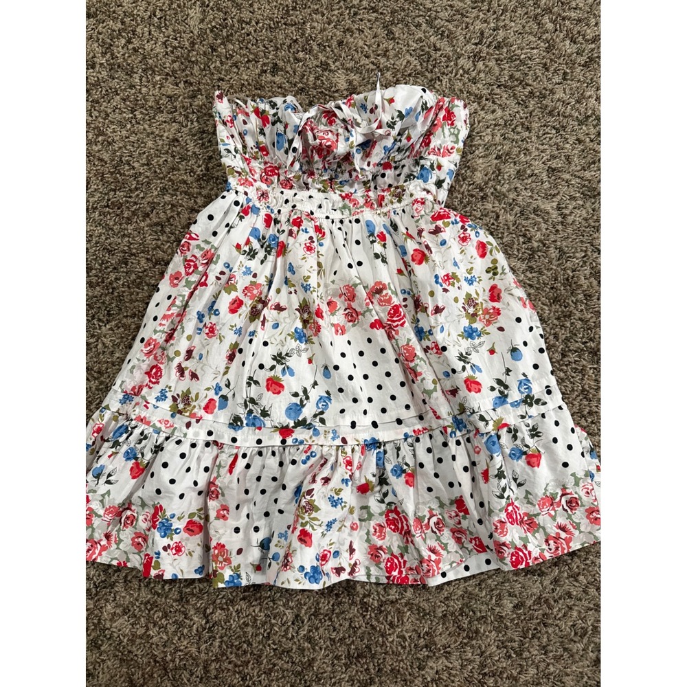 Anthropologie Cocktail Preppy Strapless Mini Dress Women Quiet Luxury Small Boho